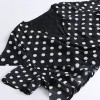 Women Polka Dot Chiffon Dress Deep V Neck Short Sleeves Cross Overlap Vintage Dress Plus Size Black