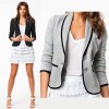 New Stylish Women Ladies Casual Suit Long Sleeve Button Jacket Short Slim Blazer Coat Black