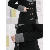 Autumn Winter Fashion Women Coat Contrast Big Lapel Double Breasted Epaulette Outerwear Black