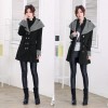 Autumn Winter Fashion Women Coat Contrast Big Lapel Double Breasted Epaulette Outerwear Black