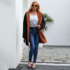 Fashion Women Hooded Coat Cashmere Fleece Open Front Thick Warm Cardigan Jacket Outerwear Overcoat