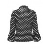 New Sexy Women Blouse Polka Dot Deep V Neck Flare Long Sleeve Bandage Short Style Casual Crop Top