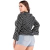 New Sexy Women Blouse Polka Dot Deep V Neck Flare Long Sleeve Bandage Short Style Casual Crop Top