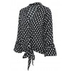 New Sexy Women Blouse Polka Dot Deep V Neck Flare Long Sleeve Bandage Short Style Casual Crop Top