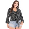 New Sexy Women Blouse Polka Dot Deep V Neck Flare Long Sleeve Bandage Short Style Casual Crop Top