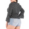 New Sexy Women Blouse Polka Dot Deep V Neck Flare Long Sleeve Bandage Short Style Casual Crop Top