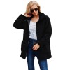 Women Faux Fur Coat Fluffy Solid Turn Down Collar Long Sleeve Zipper Pockets Casual Outerwear Jacekt