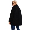 Women Faux Fur Coat Fluffy Solid Turn Down Collar Long Sleeve Zipper Pockets Casual Outerwear Jacekt