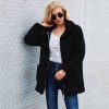 Women Faux Fur Coat Fluffy Solid Turn Down Collar Long Sleeve Zipper Pockets Casual Outerwear Jacekt