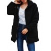 Women Faux Fur Coat Fluffy Solid Turn Down Collar Long Sleeve Zipper Pockets Casual Outerwear Jacekt