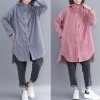 Striped Hooded Jacket Front Buttons Long Sleeve Asymmetric Hem Spring Loose Coat Outerwear