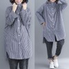 Striped Hooded Jacket Front Buttons Long Sleeve Asymmetric Hem Spring Loose Coat Outerwear