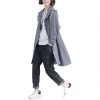 Striped Hooded Jacket Front Buttons Long Sleeve Asymmetric Hem Spring Loose Coat Outerwear