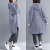 Striped Hooded Jacket Front Buttons Long Sleeve Asymmetric Hem Spring Loose Coat Outerwear