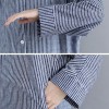 Striped Hooded Jacket Front Buttons Long Sleeve Asymmetric Hem Spring Loose Coat Outerwear