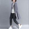 Striped Hooded Jacket Front Buttons Long Sleeve Asymmetric Hem Spring Loose Coat Outerwear