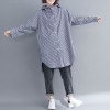 Striped Hooded Jacket Front Buttons Long Sleeve Asymmetric Hem Spring Loose Coat Outerwear