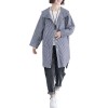 Striped Hooded Jacket Front Buttons Long Sleeve Asymmetric Hem Spring Loose Coat Outerwear