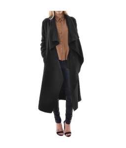 Fashion Women Outerwear Drape Waterfall Open Front Long Length Cardigan Coat