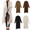 Fashion Women Outerwear Drape Waterfall Open Front Long Length Cardigan Coat