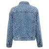 New Fashion Women Denim Jackets Beads Button Long Sleeve Slim Streetwear Jeans Coat Sprint Outfit Blue