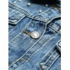 New Fashion Women Denim Jackets Beads Button Long Sleeve Slim Streetwear Jeans Coat Sprint Outfit Blue