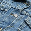 New Fashion Women Denim Jackets Beads Button Long Sleeve Slim Streetwear Jeans Coat Sprint Outfit Blue