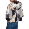 Fashion Women Autumn Winter Faux Fur Hooded Coat Color Block Open Front Fluffy Short Cardigan Outerwear Jacket Khaki