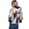 Fashion Women Autumn Winter Faux Fur Hooded Coat Color Block Open Front Fluffy Short Cardigan Outerwear Jacket Khaki