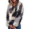 Fashion Women Autumn Winter Faux Fur Hooded Coat Color Block Open Front Fluffy Short Cardigan Outerwear Jacket Khaki