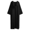 Women Vintage Long Hooded Cape Stole Solid Color Pockets Windbreaker Cape Cloak Coat Outwear Overcoat