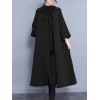 Women Vintage Long Hooded Cape Stole Solid Color Pockets Windbreaker Cape Cloak Coat Outwear Overcoat