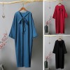 Women Vintage Long Hooded Cape Stole Solid Color Pockets Windbreaker Cape Cloak Coat Outwear Overcoat