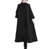 Women Vintage Long Hooded Cape Stole Solid Color Pockets Windbreaker Cape Cloak Coat Outwear Overcoat