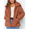 Women Jacket Fluffy Faux Fur Solid Color Turn Down Collar Long Sleeve Zipper Pockets Casual Street Wear