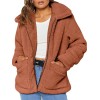 Women Jacket Fluffy Faux Fur Solid Color Turn Down Collar Long Sleeve Zipper Pockets Casual Street Wear