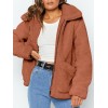 Women Jacket Fluffy Faux Fur Solid Color Turn Down Collar Long Sleeve Zipper Pockets Casual Street Wear