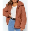 Women Jacket Fluffy Faux Fur Solid Color Turn Down Collar Long Sleeve Zipper Pockets Casual Street Wear