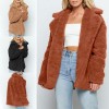 Women Faux Fur Coat Jacket Warm Fleece Long Sleeves Notched Lapel Collar Solid Vintage Furry Casual Long Overcoat Outwear