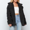 Women Faux Fur Coat Jacket Warm Fleece Long Sleeves Notched Lapel Collar Solid Vintage Furry Casual Long Overcoat Outwear