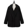 Women Faux Fur Coat Jacket Warm Fleece Long Sleeves Notched Lapel Collar Solid Vintage Furry Casual Long Overcoat Outwear