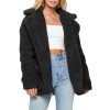 Women Faux Fur Coat Jacket Warm Fleece Long Sleeves Notched Lapel Collar Solid Vintage Furry Casual Long Overcoat Outwear