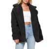 Women Faux Fur Coat Jacket Warm Fleece Long Sleeves Notched Lapel Collar Solid Vintage Furry Casual Long Overcoat Outwear