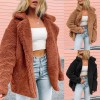 Women Faux Fur Coat Jacket Warm Fleece Long Sleeves Notched Lapel Collar Solid Vintage Furry Casual Long Overcoat Outwear