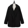 Women Faux Fur Coat Jacket Warm Fleece Long Sleeves Notched Lapel Collar Solid Vintage Furry Casual Long Overcoat Outwear