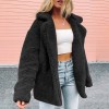 Women Faux Fur Coat Jacket Warm Fleece Long Sleeves Notched Lapel Collar Solid Vintage Furry Casual Long Overcoat Outwear