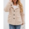 Fashion Women Winter Solid Color Coat Turn-Down Collar Long Sleeve Buttons Pocket Thick Casual Jacket Outwear