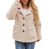 Fashion Women Winter Solid Color Coat Turn-Down Collar Long Sleeve Buttons Pocket Thick Casual Jacket Outwear