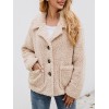 Fashion Women Winter Solid Color Coat Turn-Down Collar Long Sleeve Buttons Pocket Thick Casual Jacket Outwear