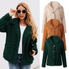 Fashion Women Winter Solid Color Coat Turn-Down Collar Long Sleeve Buttons Pocket Thick Casual Jacket Outwear